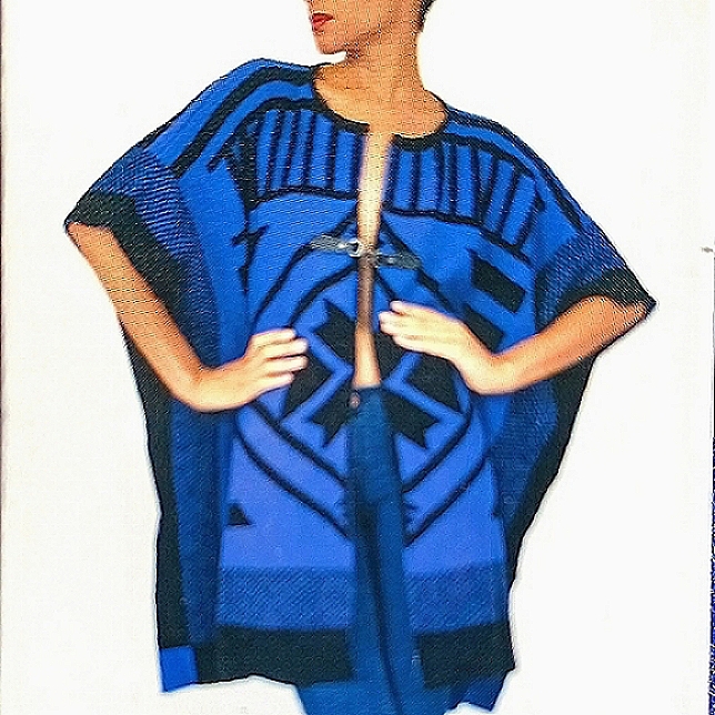 Bcbgmaxazria Geometric Sweater Poncho Cape Shawl Vest Wrap Ruana Cardigan Nwt